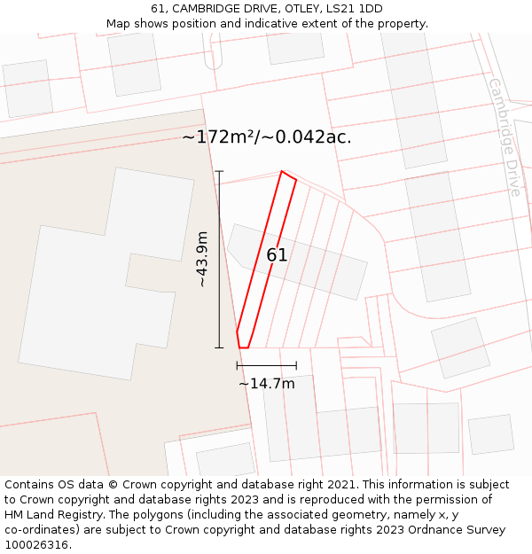 61, CAMBRIDGE DRIVE, OTLEY, LS21 1DD: Plot and title map
