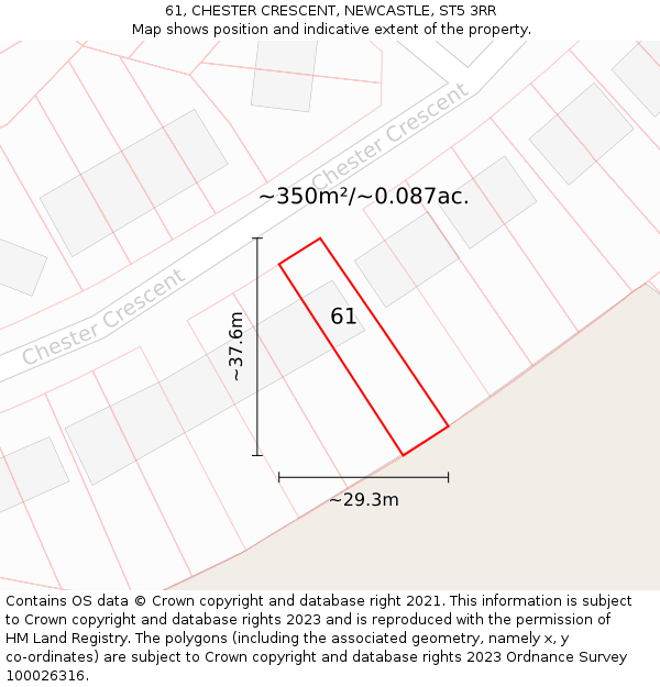 61, CHESTER CRESCENT, NEWCASTLE, ST5 3RR: Plot and title map