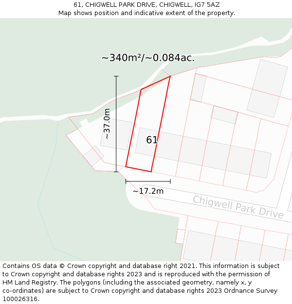 61, CHIGWELL PARK DRIVE, CHIGWELL, IG7 5AZ: Plot and title map