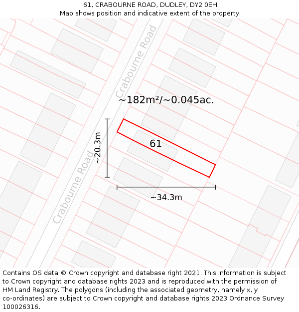 61, CRABOURNE ROAD, DUDLEY, DY2 0EH: Plot and title map