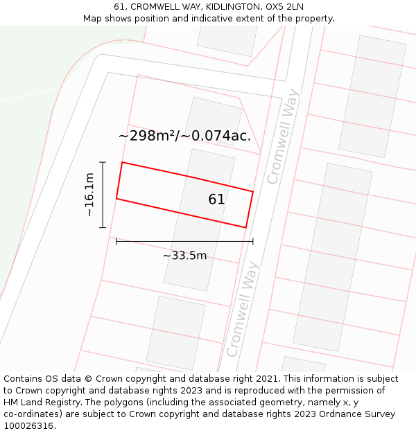 61, CROMWELL WAY, KIDLINGTON, OX5 2LN: Plot and title map