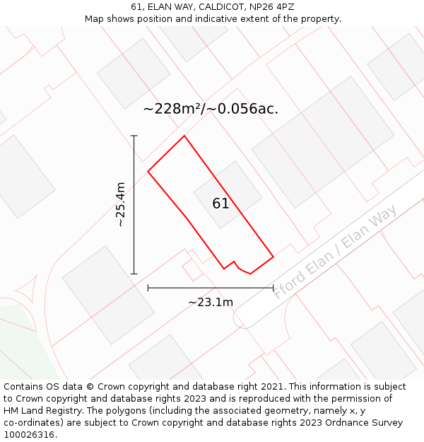 61, ELAN WAY, CALDICOT, NP26 4PZ: Plot and title map