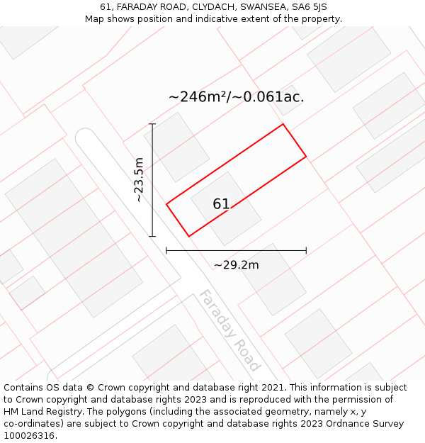 61, FARADAY ROAD, CLYDACH, SWANSEA, SA6 5JS: Plot and title map