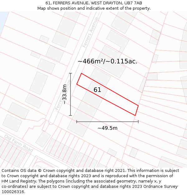 61, FERRERS AVENUE, WEST DRAYTON, UB7 7AB: Plot and title map