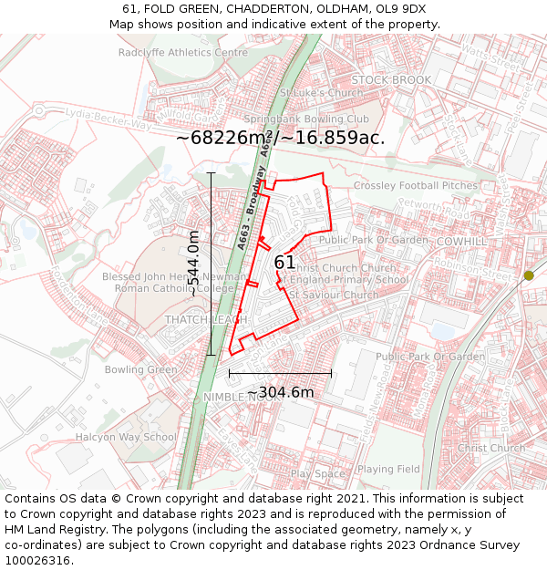 61, FOLD GREEN, CHADDERTON, OLDHAM, OL9 9DX: Plot and title map