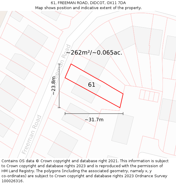 61, FREEMAN ROAD, DIDCOT, OX11 7DA: Plot and title map