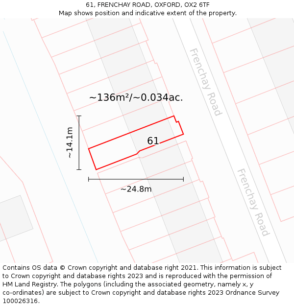 61, FRENCHAY ROAD, OXFORD, OX2 6TF: Plot and title map