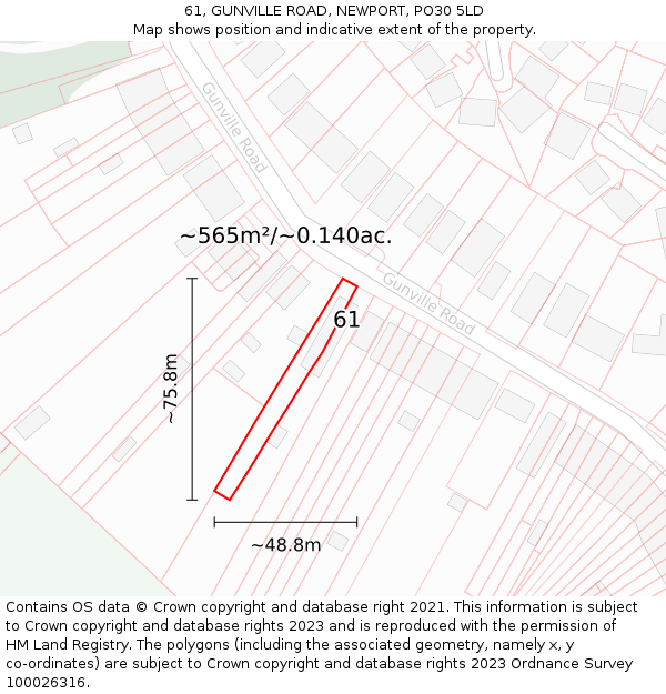 61, GUNVILLE ROAD, NEWPORT, PO30 5LD: Plot and title map