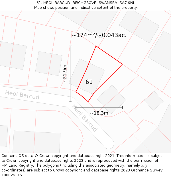 61, HEOL BARCUD, BIRCHGROVE, SWANSEA, SA7 9NL: Plot and title map