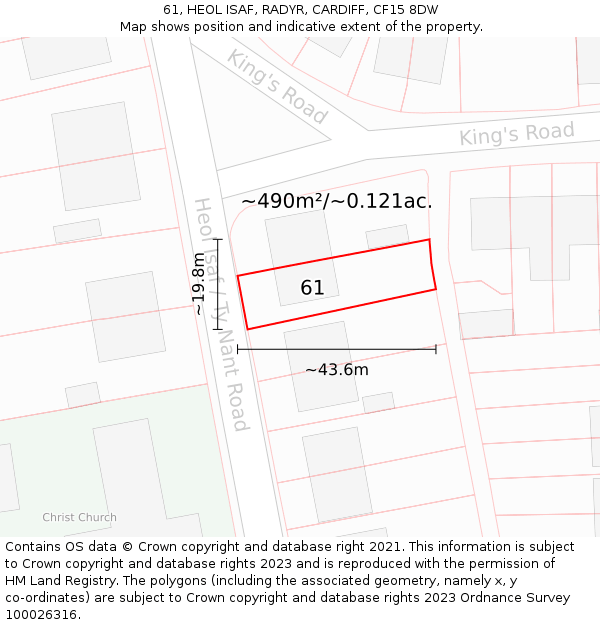 61, HEOL ISAF, RADYR, CARDIFF, CF15 8DW: Plot and title map