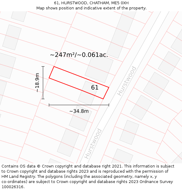 61, HURSTWOOD, CHATHAM, ME5 0XH: Plot and title map
