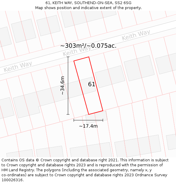 61, KEITH WAY, SOUTHEND-ON-SEA, SS2 6SG: Plot and title map