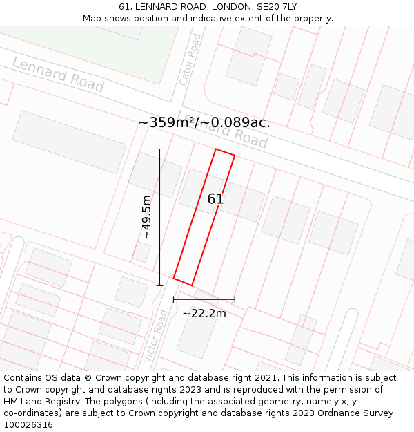 61, LENNARD ROAD, LONDON, SE20 7LY: Plot and title map