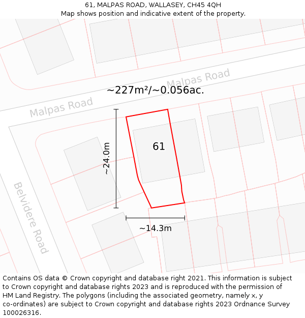 61, MALPAS ROAD, WALLASEY, CH45 4QH: Plot and title map