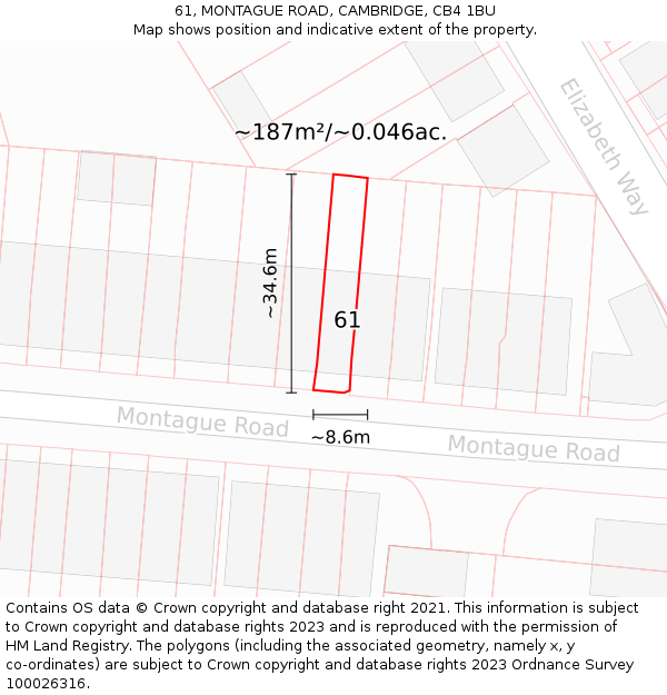 61, MONTAGUE ROAD, CAMBRIDGE, CB4 1BU: Plot and title map