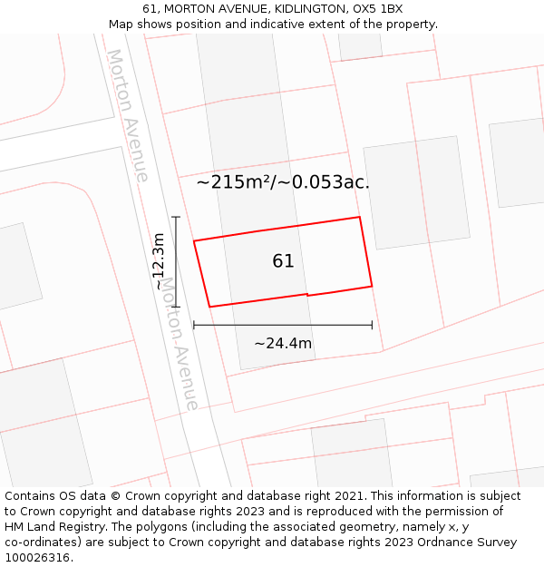 61, MORTON AVENUE, KIDLINGTON, OX5 1BX: Plot and title map