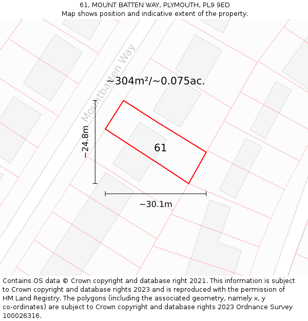 61, MOUNT BATTEN WAY, PLYMOUTH, PL9 9ED: Plot and title map