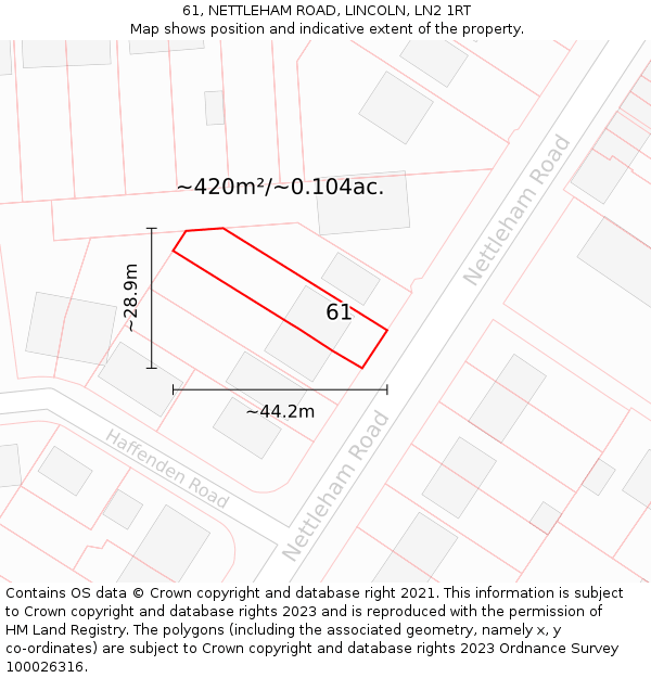 61, NETTLEHAM ROAD, LINCOLN, LN2 1RT: Plot and title map