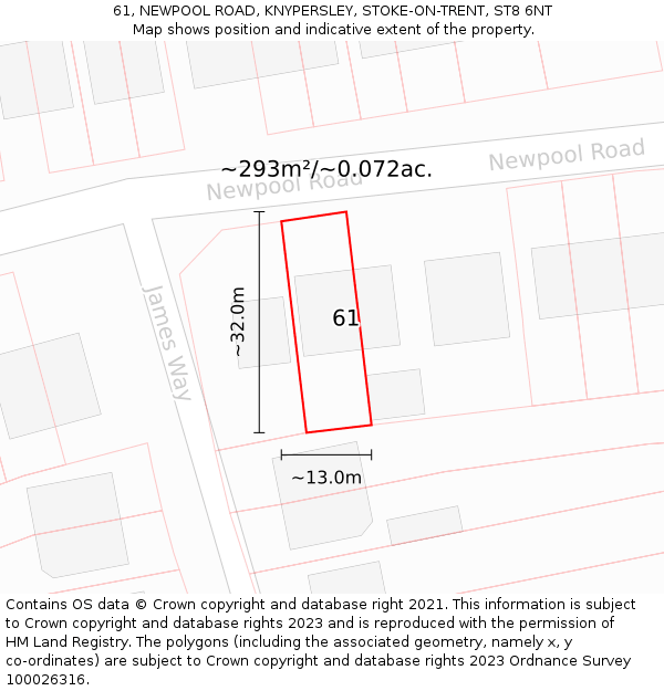 61, NEWPOOL ROAD, KNYPERSLEY, STOKE-ON-TRENT, ST8 6NT: Plot and title map