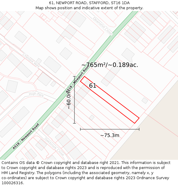 61, NEWPORT ROAD, STAFFORD, ST16 1DA: Plot and title map