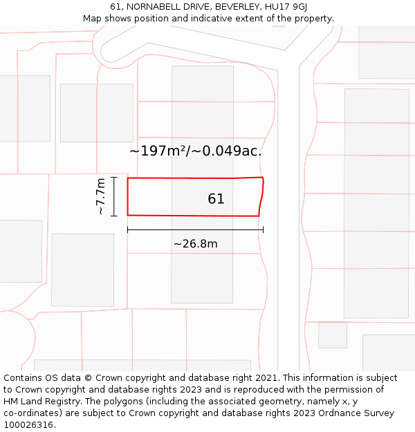 61, NORNABELL DRIVE, BEVERLEY, HU17 9GJ: Plot and title map