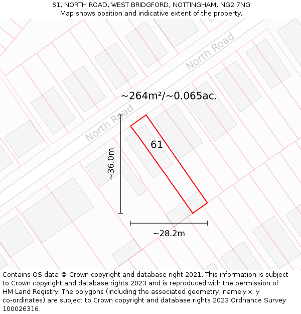 61, NORTH ROAD, WEST BRIDGFORD, NOTTINGHAM, NG2 7NG: Plot and title map