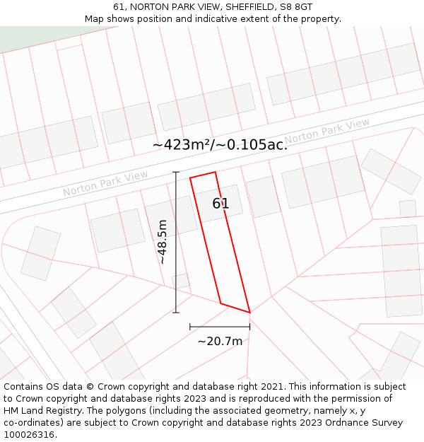 61, NORTON PARK VIEW, SHEFFIELD, S8 8GT: Plot and title map