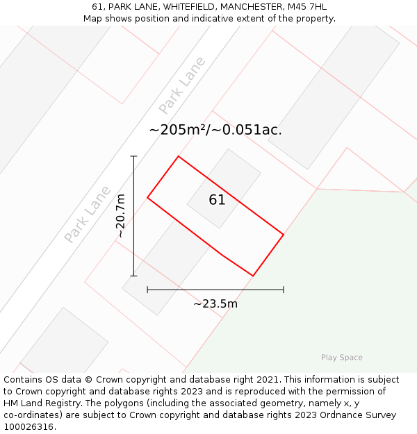 61, PARK LANE, WHITEFIELD, MANCHESTER, M45 7HL: Plot and title map