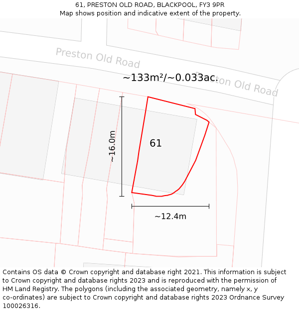 61, PRESTON OLD ROAD, BLACKPOOL, FY3 9PR: Plot and title map