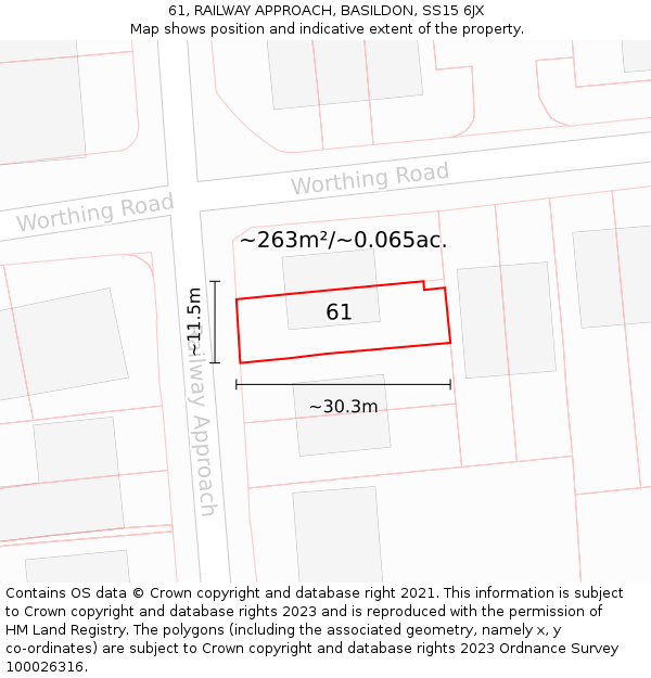 61, RAILWAY APPROACH, BASILDON, SS15 6JX: Plot and title map