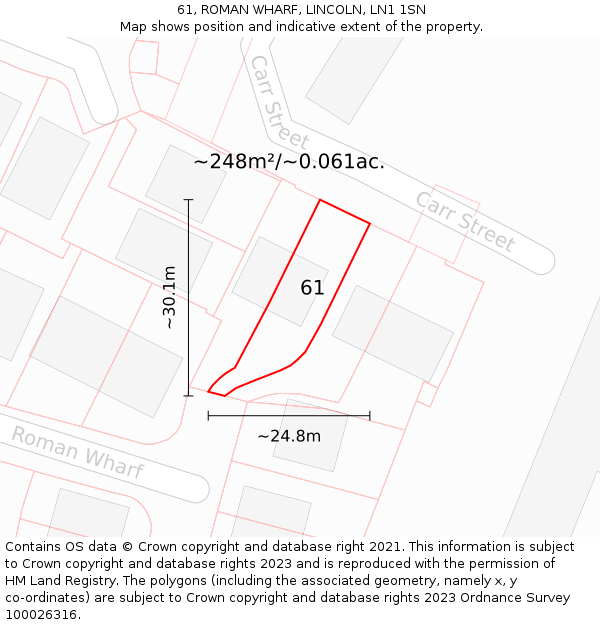 61, ROMAN WHARF, LINCOLN, LN1 1SN: Plot and title map