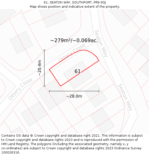 61, SEATON WAY, SOUTHPORT, PR9 9GJ: Plot and title map