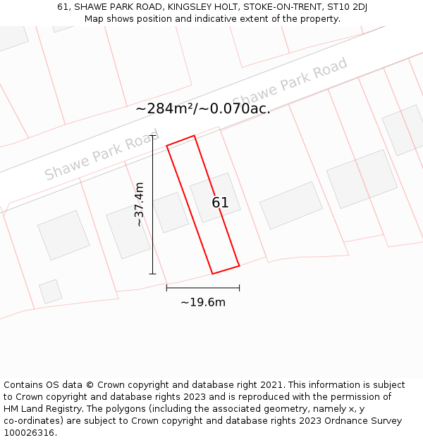 61, SHAWE PARK ROAD, KINGSLEY HOLT, STOKE-ON-TRENT, ST10 2DJ: Plot and title map