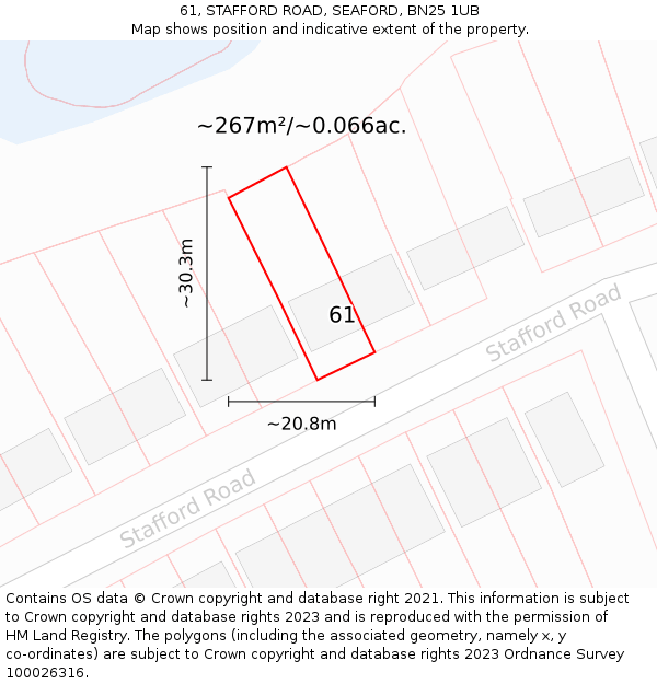 61, STAFFORD ROAD, SEAFORD, BN25 1UB: Plot and title map