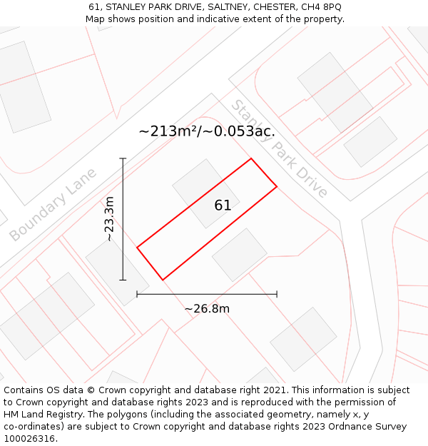 61, STANLEY PARK DRIVE, SALTNEY, CHESTER, CH4 8PQ: Plot and title map