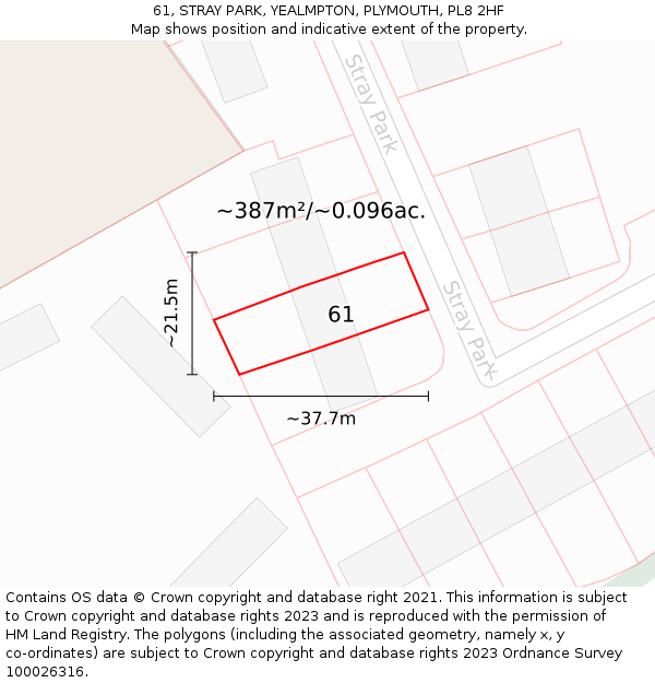 61, STRAY PARK, YEALMPTON, PLYMOUTH, PL8 2HF: Plot and title map