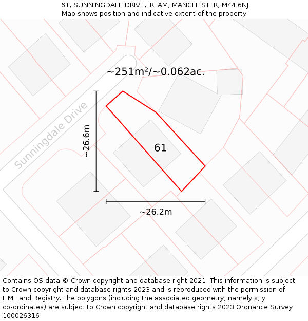 61, SUNNINGDALE DRIVE, IRLAM, MANCHESTER, M44 6NJ: Plot and title map