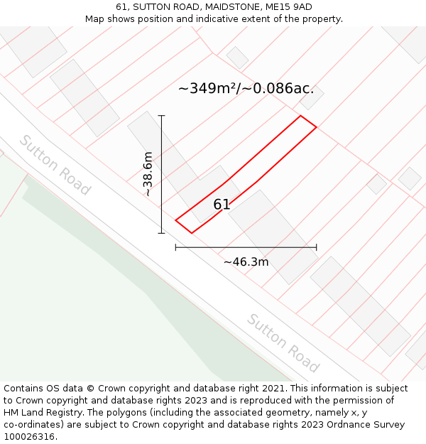 61, SUTTON ROAD, MAIDSTONE, ME15 9AD: Plot and title map