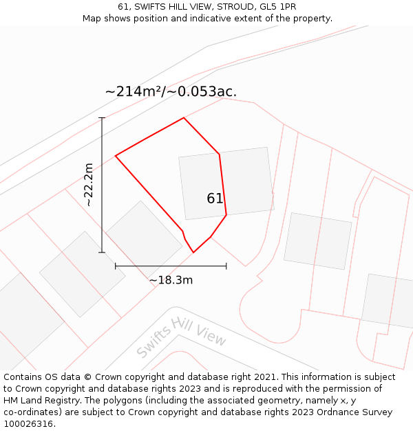 61, SWIFTS HILL VIEW, STROUD, GL5 1PR: Plot and title map