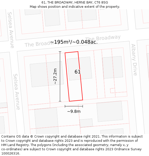 61, THE BROADWAY, HERNE BAY, CT6 8SG: Plot and title map