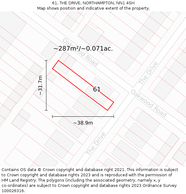 61, THE DRIVE, NORTHAMPTON, NN1 4SH: Plot and title map