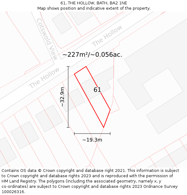 61, THE HOLLOW, BATH, BA2 1NE: Plot and title map