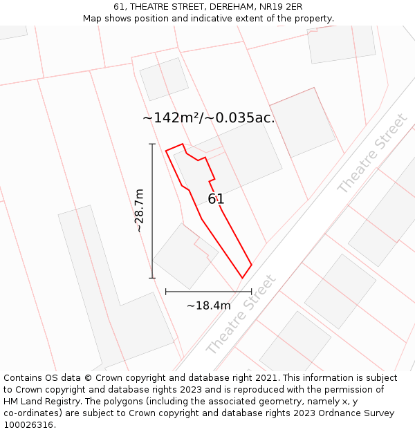 61, THEATRE STREET, DEREHAM, NR19 2ER: Plot and title map