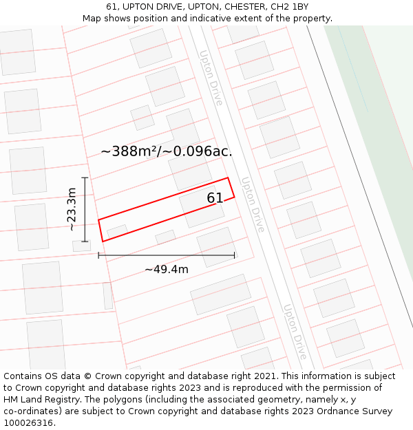 61, UPTON DRIVE, UPTON, CHESTER, CH2 1BY: Plot and title map