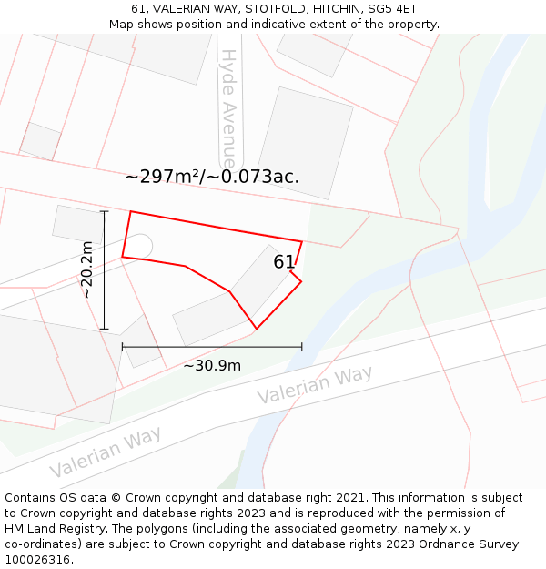 61, VALERIAN WAY, STOTFOLD, HITCHIN, SG5 4ET: Plot and title map