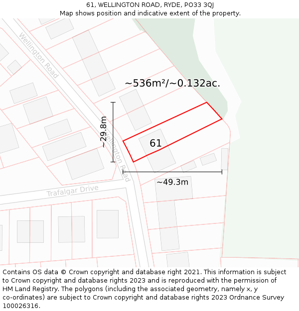 61, WELLINGTON ROAD, RYDE, PO33 3QJ: Plot and title map