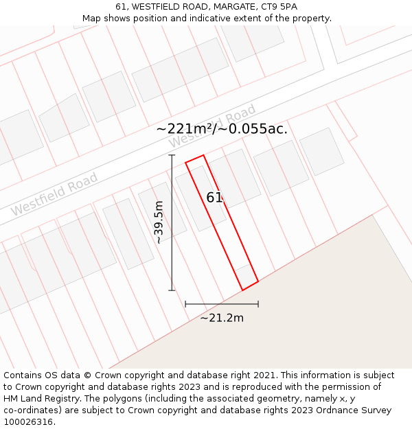 61, WESTFIELD ROAD, MARGATE, CT9 5PA: Plot and title map