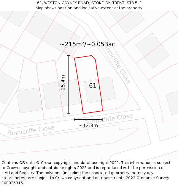 61, WESTON COYNEY ROAD, STOKE-ON-TRENT, ST3 5LF: Plot and title map