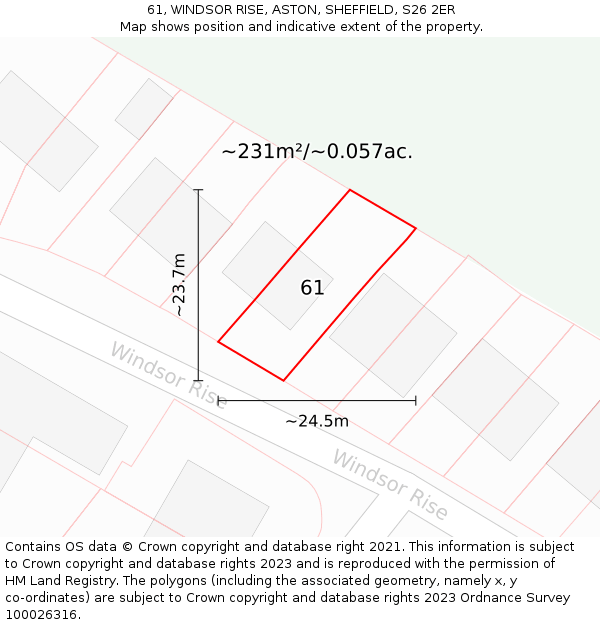 61, WINDSOR RISE, ASTON, SHEFFIELD, S26 2ER: Plot and title map