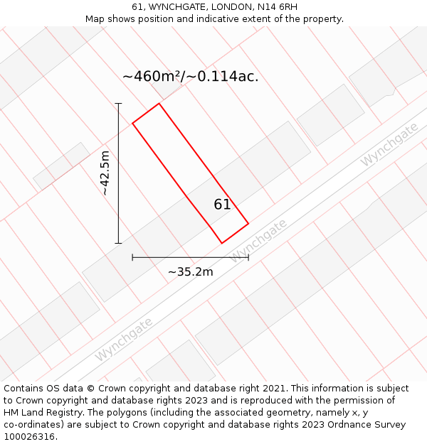 61, WYNCHGATE, LONDON, N14 6RH: Plot and title map